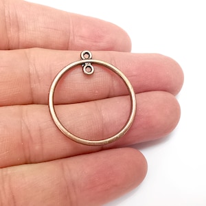 Copper Earring Hoops Charms, Boho Finding, Rustic Charm, Earring Charm, Copper Pendant, Necklace Parts, Antique Copper Plated 32x29mm G35991