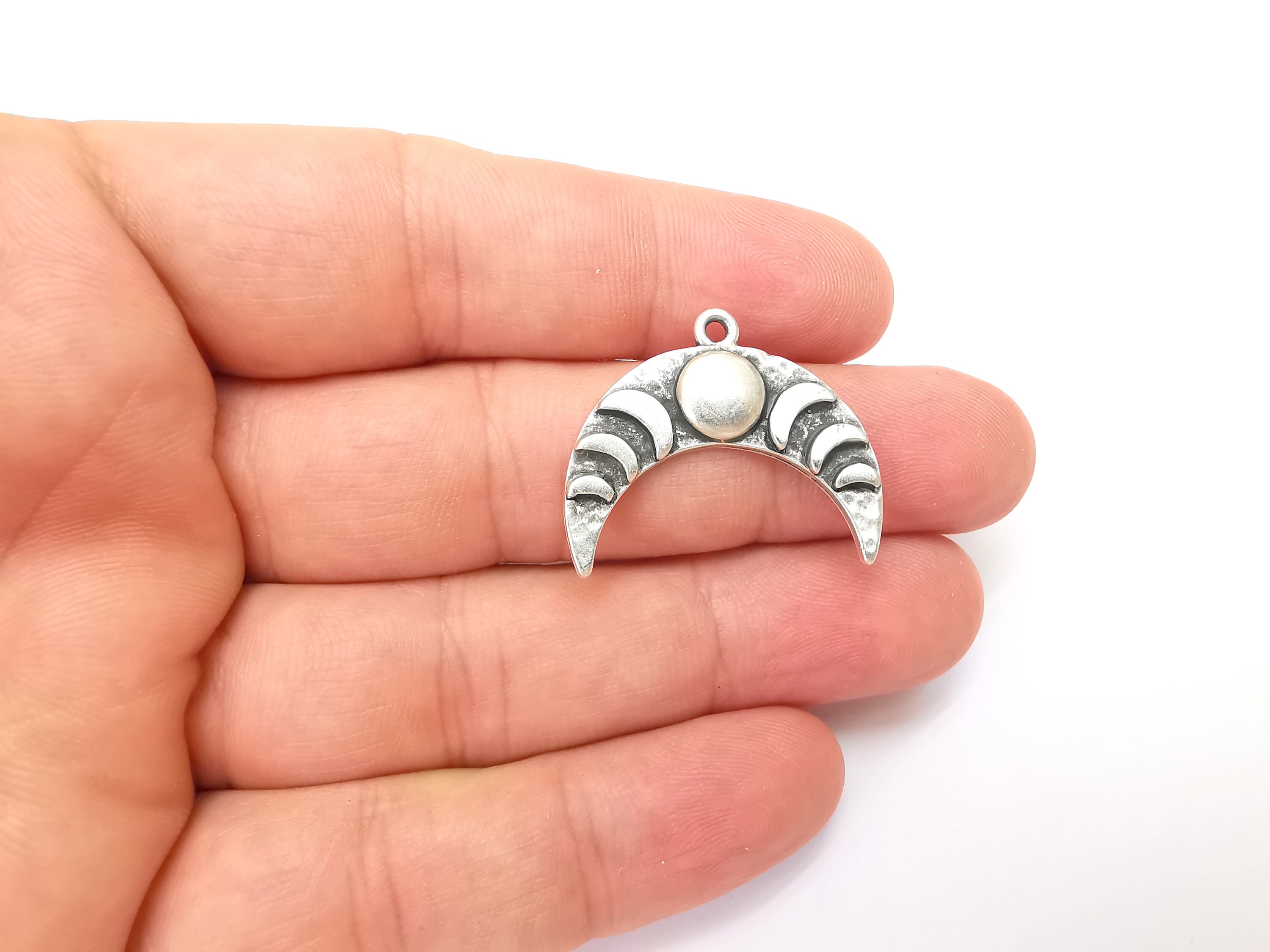 Crescent Moon Charms the Phases of the Moon Antique Silver Etsy