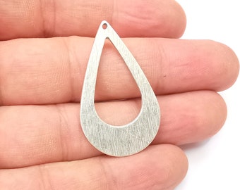 Brushed Drop Charms Antique Silver Plated Teardrop Charms (40x24mm) G28830