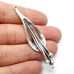 Flower Seeds Charms, Antique Silver Plated Dangle Charms (67x16mm) G33298