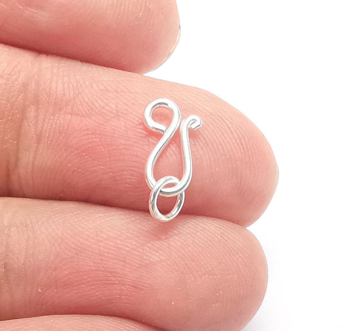 Sterling Silver Hook Clasp, S Hook, Attachment Rings, Hook