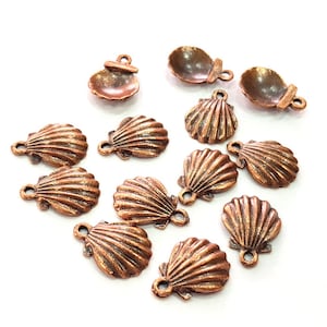 10 Oyster Charms Shell Charm Mussel Charms Sea Ocean Antique Copper Charm Antique Copper Plated Metal (19x13mm) G13037