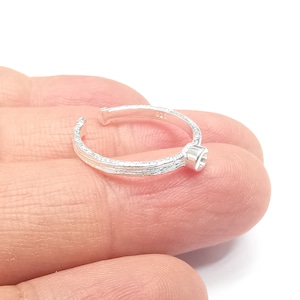 Sterling Silver Ring Blank Bezel 925 Silver Ring Setting Resin Ring Blank Cabochon Ring Mounting Adjustable Ring Base (3mm round) G30435