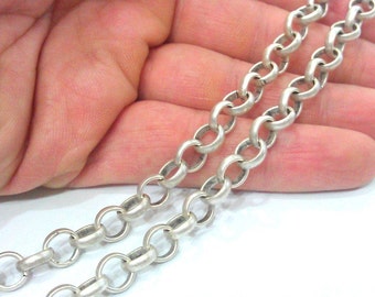 Silver Rolo Chain Antique Silver Plated Rolo Chain (7 mm) G9557