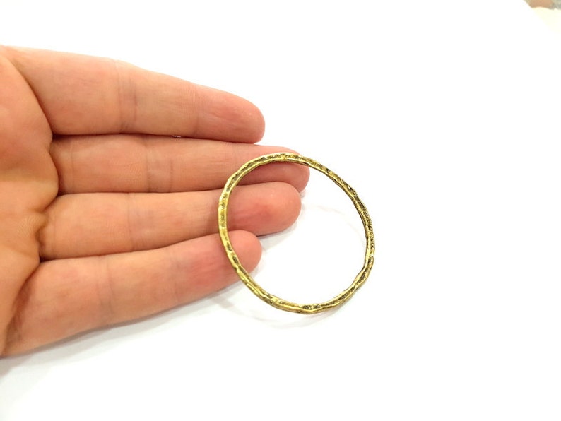 G6260 2 Antique Bronze Circle Pendant Large Round Connector 52mm Findings