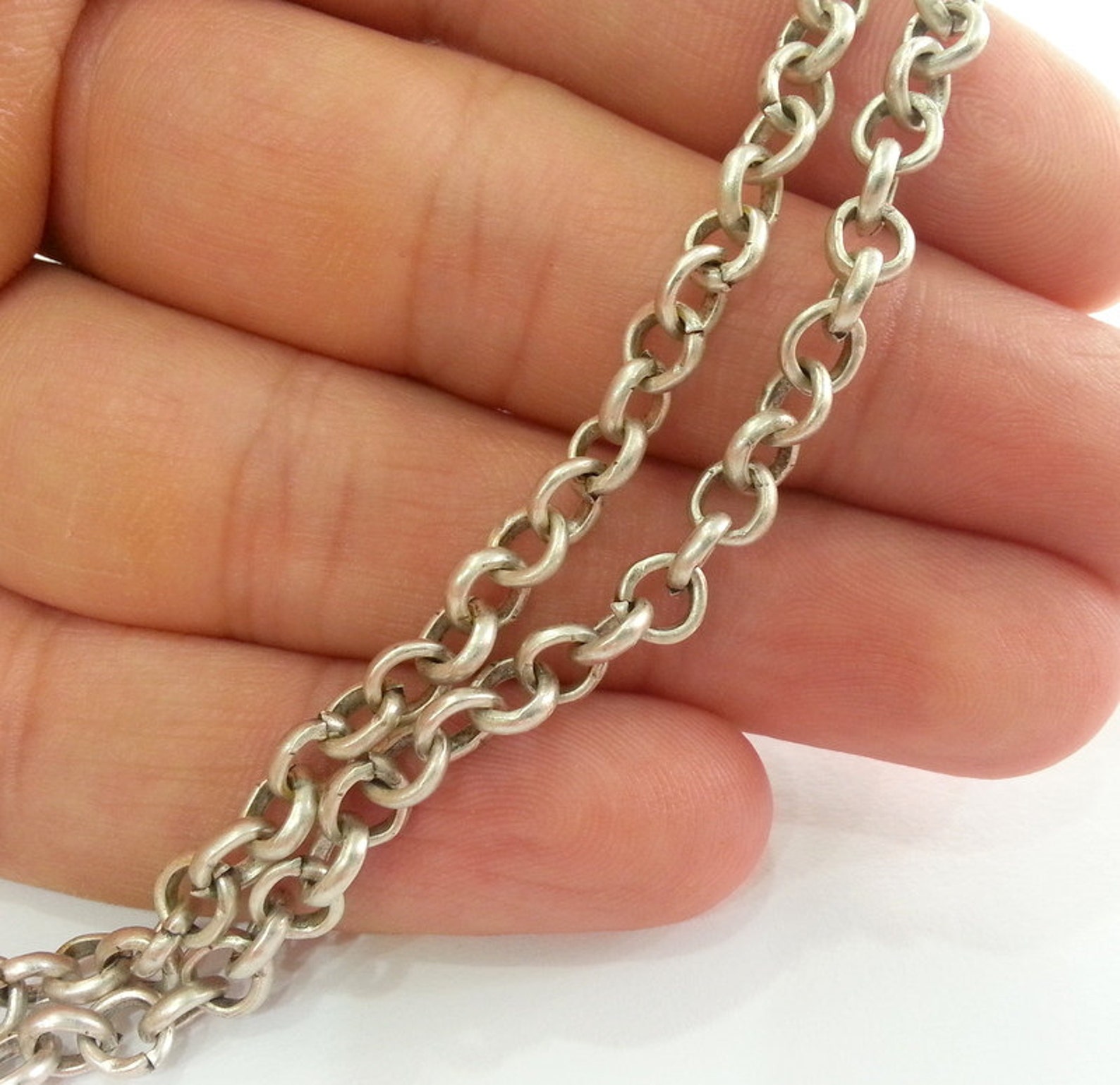 Silver Chain Antique Silver Plated Rolo Chain 1 Meter 3.3 - Etsy