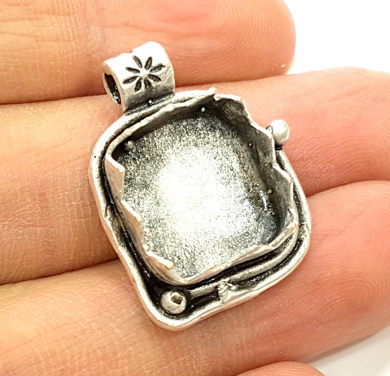Silver Pendant Blank Bezel Base Setting Necklace Blank Etsy