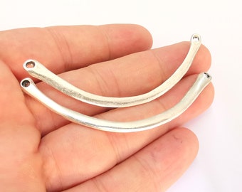 Connettore pendente in argento antico (74 x 4 mm) placcato argento antico G25125