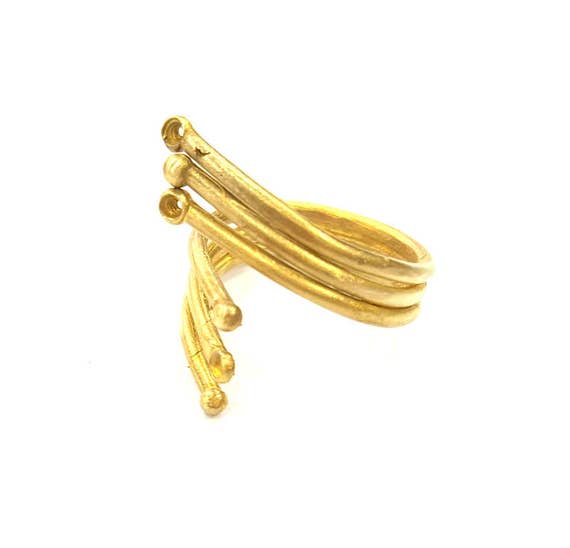 G7510 Raw Brass Ring Blank Bezel Settings Cabochon Base Mountings Adjustable 6mm blank