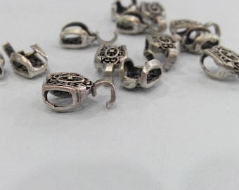 4 Silver Bail Findings Antique Silver Plated Brass  Connector ,Findings  G11488