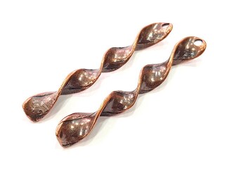 4 Twist Charm Copper Charm Antique Copper Charm Antique Copper Plated Metal (47x8mm) G11818