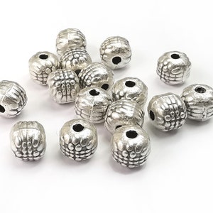 Round Ball Beads Antique Silver Plated Metal Beads (6mm)  G29538