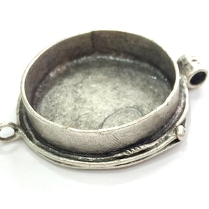 Antique Silver Plated Brass  Mountings , Blanks 44x37 mm (27 mm blank) G3814
