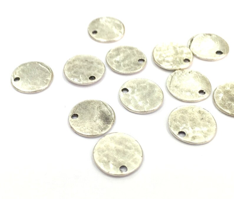 10 Silver Stamp Charms Antique Silver Plated Brass 10pcs Etsy