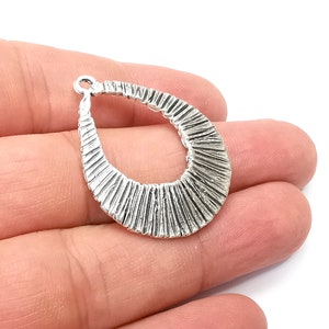Drop Charms, Antique Silver Plated (38x31mm) G34123