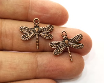 Dragonfly Charms Antique Copper Plated Charms (21x19mm)  G18246