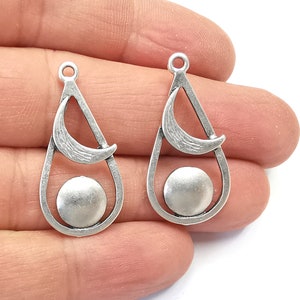 Drop Crescent Charms Sun and Moon Charms Full Moon Charms Sky Pendant Antique Silver Plated Charms (34x17mm) G27985