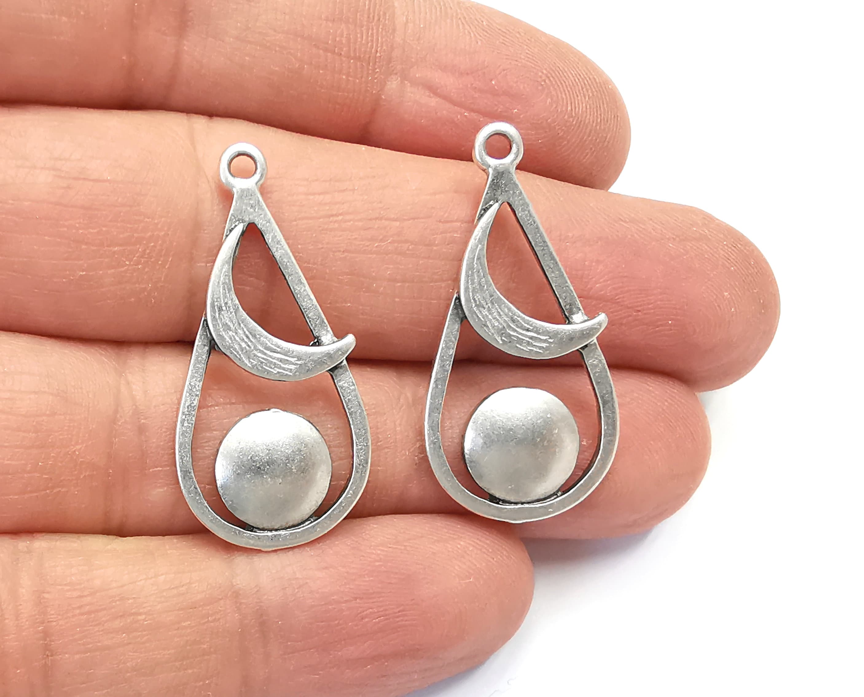 Boucles D'oreilles Pendantes En Argent 925 - Forme Lune Croissante - Neuf Avec étiquettes