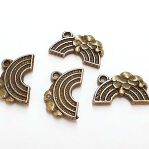 6 Rainbow Charms Antique Bronze Plated Charms (19x12mm) G21430