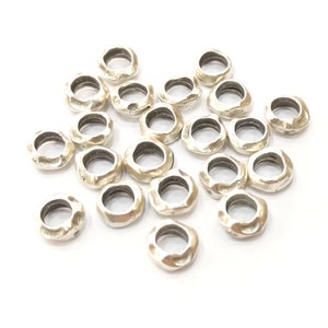 Silver Rondelle Beads Antique Silver Plated Beads (9mm) G17905