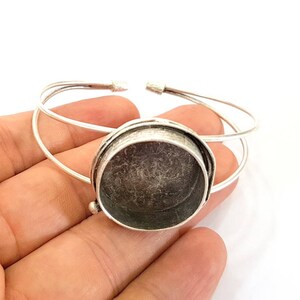 Bracelet Blanks  Cuff Blanks Adjustable Bracelet Blank Antique Silver Plated Brass ( 24mm Blanks ) G7824