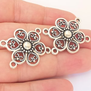 2 Silver Connector Charms Antique Silver Plated Charms (30x26mm)  G22809