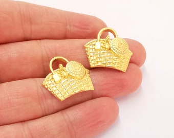 2 Hamper Charms Gold Plated Charms  (25x22mm)  G24836