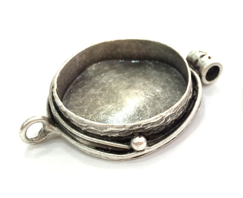 25 mm blank Blanks Antique Silver Plated Brass Mountings G3559