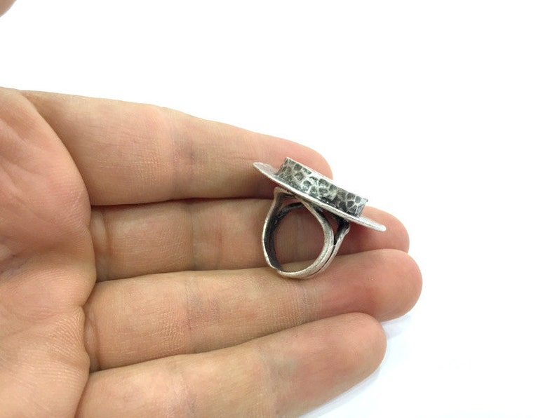 Adjustable Ring Blank, 20mm blank Antique Silver Plated Brass G5209 image 5