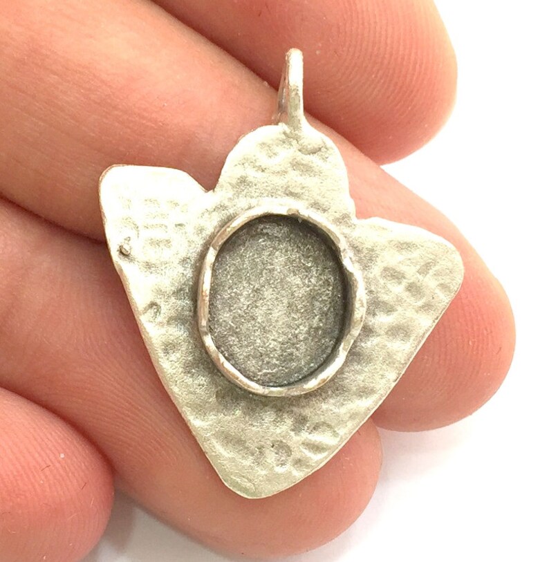12x10mm blank G5969 Antique Silver Plated Brass Pendant Settings Blanks Mountings