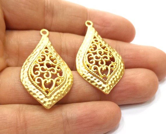 2 Gold Charms Gold Plated Charms  (42x23mm)  G19333