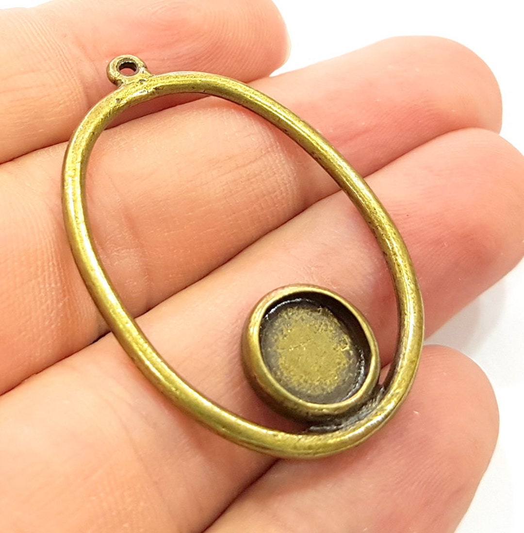 2 Antique Bronze Pendant Blank Bezel Setting Antique Bronze Tone