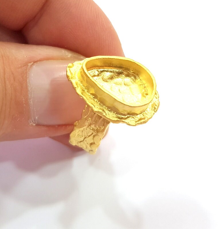 Gold Ring Settings Blank inlay Ring Mosaic Ring Bezel Base Etsy