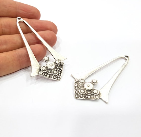 Silver Pendant Antique Silver Plated Metal (71x38mm) G15865