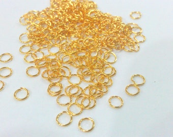 100 fornituras de anillos de salto finos dorados, latón chapado en oro 100 piezas (4 mm) G9470
