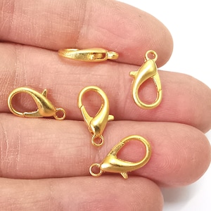 Lobster Clasps Findings Jewelry Components Matte Gold Plated Metal (16x8mm)  G27573