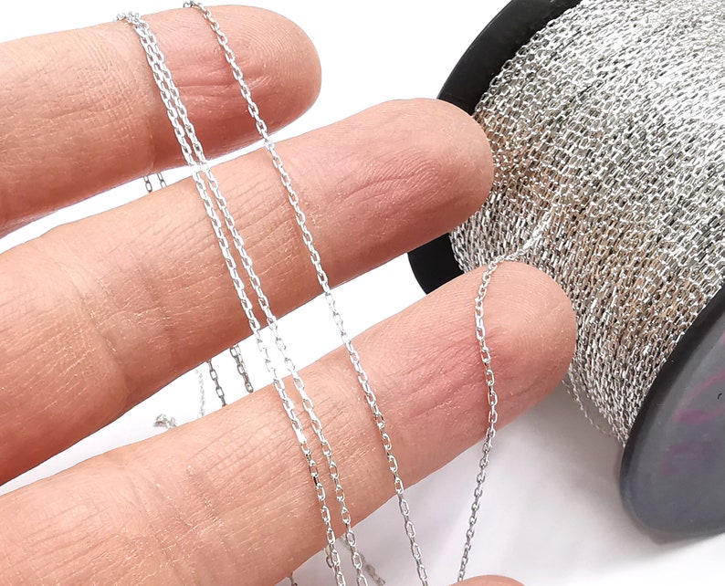 Sterling Silver Soldered Cable Chain 925 Silver Chain Findings (1,4x0,8mm thickness) G30095 image 8