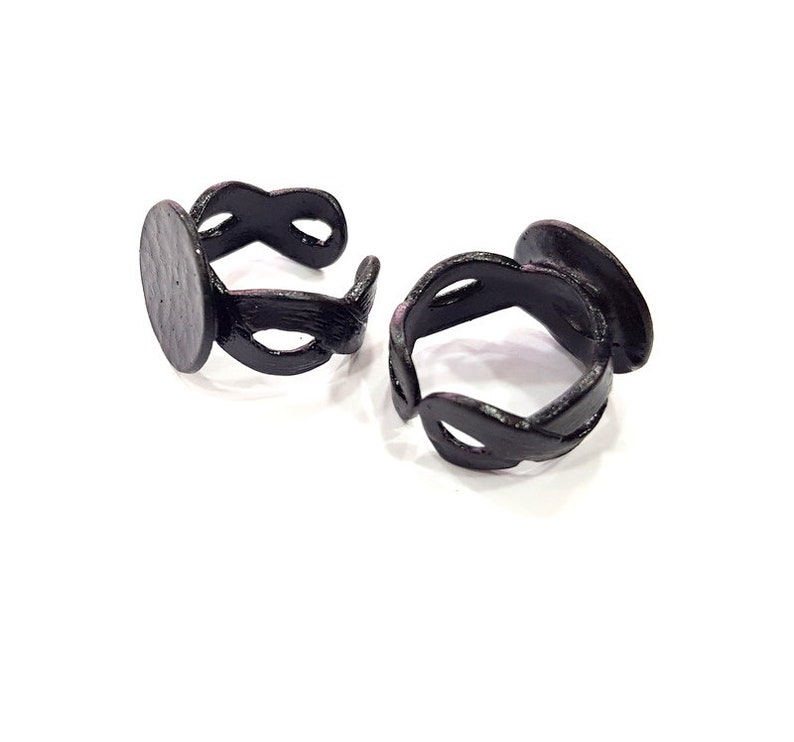Black Plated Brass G15047 Black Ring Blank Settings Cabochon Mountings 16 mm blank