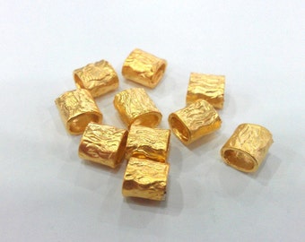 5 Tube Beads , Gold Plated Brass  G19820