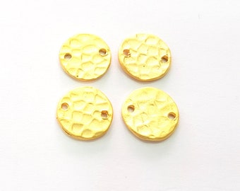 10 Charms Dorados con Sello Martillado Chapado en Oro (10 mm) G14416