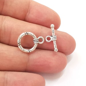 10 sets silver toggle clasps  Antique silver plated toggle clasp findings 19x14mm+20x8mm  G26222