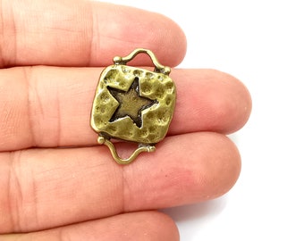 Bronze Star Connector, Jewelry Parts, Bracelet Component, Antique Bronze Finding, Antique Bronze Plated Metal (28x19mm) G35581