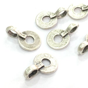 4 Silver Charms Antique Silver Plated Brass Charms 18x11mm G4147 image 2