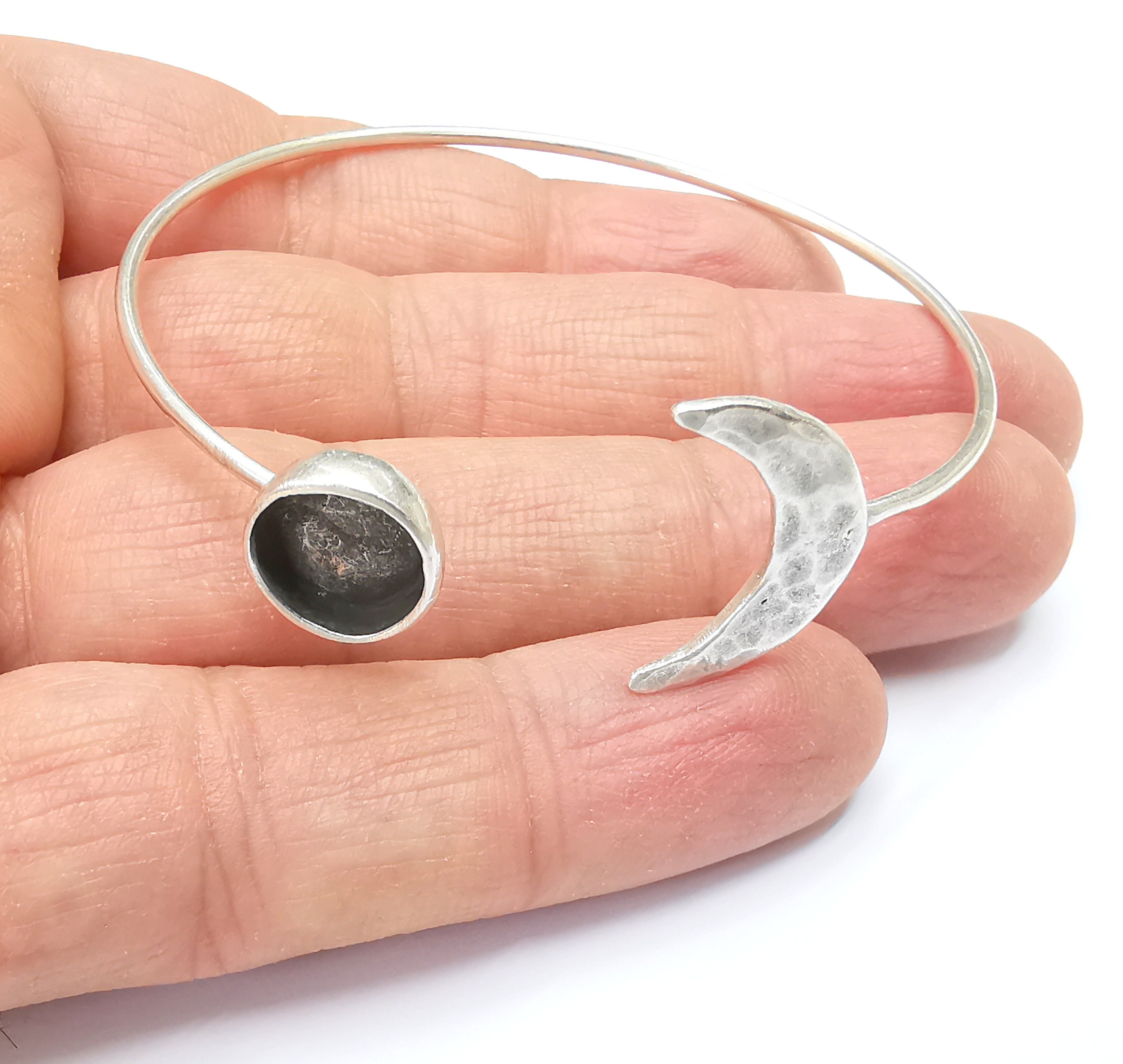 Crescent Moon Bracelet Bezel Blank Resin Bezel Cabochon Cuff