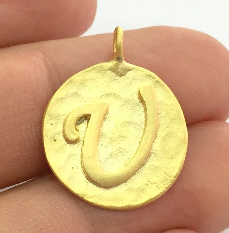 Gold Plated Brass G4821 Initials U Charm