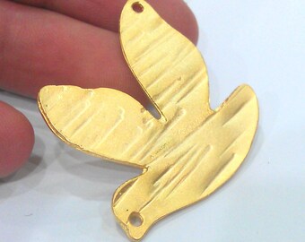 2 Dove Charms Bird Charms Matt Gold Plated Charms (35 mm.)  G19535