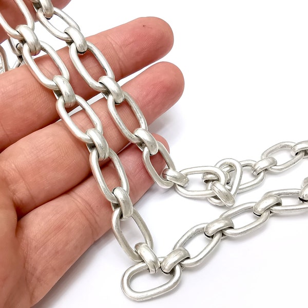 Antikes Silber Oval Kabelkette (21 x 13 mm) Antique Silver Plated Kette G36026