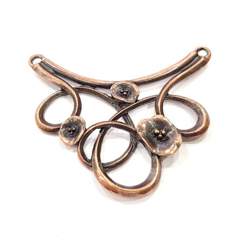 G24935 Copper Flower Pendant Antique Copper Pendant Antique Copper Plated Metal 81x49mm