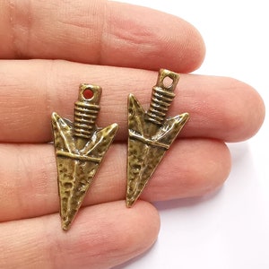 4 Arrowhead Charms Antique Bronze Plated Charms (35x16mm) G29291