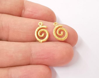 6 Spiral Charms Vergoldet Messing Charms (14x9mm) G24033